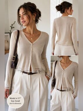 Valerie Stevens Deadstock Sheer Knit Cardigan Quiet Luxury Balletcore S NWT G10